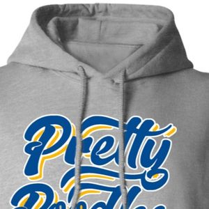Sudadera con Capucha Estampada en Serigrafía Gris Claro Sigma Gamma Rho, Sudadera con Gráficos de Poodles Azul Real y Dorado, Manga Larga, Informal, para Sororidad - Product Image 5