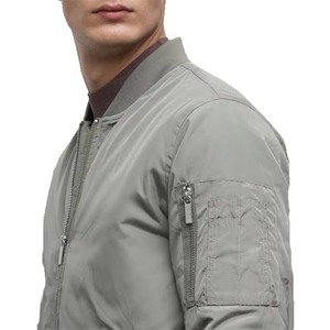 <b>Silver</b> Grey Bomber <b>Jacket</b> Men Lightweight Zip Up Outerwear Custom OEM Streetwear Fashion <b>Jacket</b> - Product Image 5