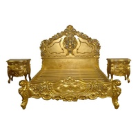 Ensembles de lit en bois Reproduction antique Meubles de chambre à coucher Rococo avec sculpture complète conçus pour la maison européenne classique meublée