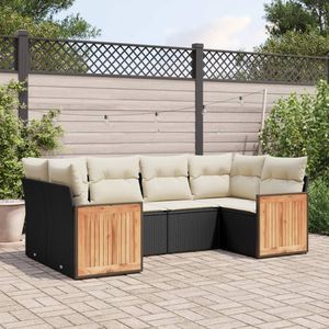 Ensemble de canapés de jardin en rotin noir avec coussins en mousse haute densité, design contemporain pour l'extérieur, meubles imperméables - Product Image 3