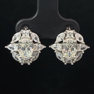 Boucles d'oreilles clous ovales en moissanite, motif feuille marquise florale scintillante, élégantes, pour femme, bijoux de mariée, cadeau - Product Image 3