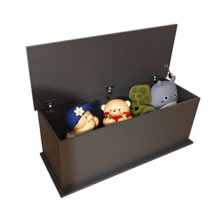 Baule contenitore in legno nero con coperchio a sollevamento, organizer per mobili da ingresso/panca - Product Image 2