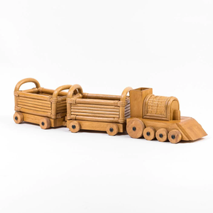 Train à tirer en rotin tressé à la main, jouet éducatif pour enfants - Product Image 5