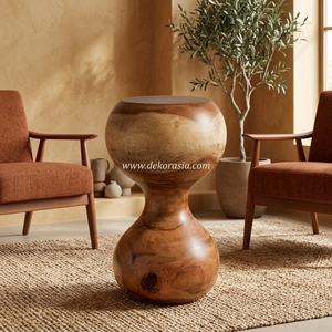 Tabouret en bois de suar fait à la main, tabouret en bois et ottoman décoratif pour le salon, la terrasse ou les meubles de maison - Product Image 6