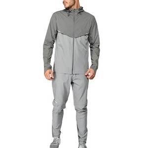 Survêtement coupe-vent à capuche pour homme, couleur unie, manches longues, sportif, léger, en polyester, pour le printemps, décontracté, avec fermeture éclair et côtés zippés - Product Image 3