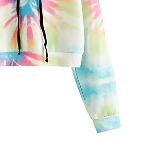 เสื้อฮู้ดผู้หญิงแบบมีฮู้ด ยี่ห้อ PUFFIN SPORTS ผลิตตามสั่ง (OEM) ลาย Tie Dye แขนยาว สวมใส่สบาย เหมาะสำหรับฤดูหนาว ผลิตจากผ้าถักโพลีเอสเตอร์ 100% ด้านหน้า - Product Image 5