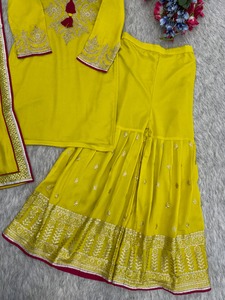 Readymade Modern Wedding Kurta Palazzo <b>Set</b> With Heavy Embroidery Sequin Work Ethnic Wear For Women In Festival - Product Image 5