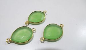 Connecteurs en chalcédoine verte hydro quartz, forme poire, facettés, breloques - Product Image 6