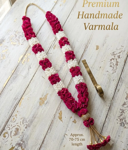 Guirlande de Varmala en mousse de jasmin rose pour mariage indien, pour la mariée et le marié, Jaimala floral traditionnel pour la cérémonie de mariage - Product Image 3