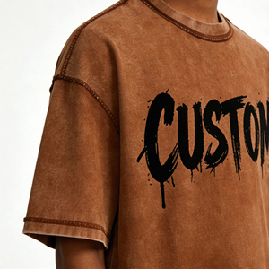 Personnalisez votre propre t-shirt imprimé surdimensionné pour homme, streetwear, manches courtes, col rond, tricoté, tee-shirt tendance - Product Image 5