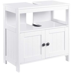 Armadio di stoccaggio bianco sotto il lavandino con le doppie mensole di vanità del bagno come prodotto registrato - Product Image 1