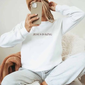 Sudadera con Capucha 'Jesus Is King God Is Faithful' para Hombre, Mujer y Jóvenes, Felpa Francesa, Bordado de Letras Personalizado, Ropa al por Mayor - Product Image 3