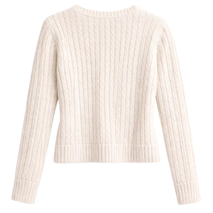 Suéter de Punto Verde y Rosa para Mujer, Estilo Casual, Grueso, Cuello en V, Manga Larga, con Logotipo Frontal, Diseño Premium - Product Image 4