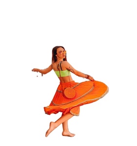 Mid-Waist Light Cotton Lining Cotton Lace Tiered Skirt <b>Indian</b> Crafted with Elasticated - Product Image 5