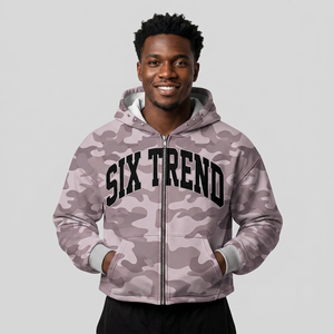 Sudadera con capucha rosa personalizada con letras, cremallera completa, estilo urbano, forro polar grueso, 100% algodón, oversize, con pedrería, marca privada, fabricante OEM - Product Image 3