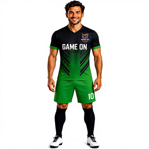 Camisetas de Fútbol Personalizadas para Hombre Adulto - 100% Poliéster, Impresión por Transferencia de Calor, Cuello Redondo, Manga Corta, Transpirables, de Secado Rápido - Product Image 1