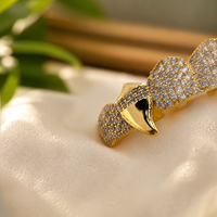 Grillz plaqué or jaune en forme de cube, pour dents supérieures et inférieures, style diamant Moissanite, bijoux dentaires
