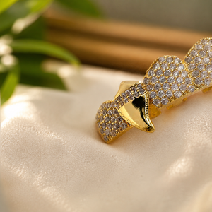 Grillz plaqué or jaune en forme de cube, pour dents supérieures et inférieures, style diamant Moissanite, bijoux dentaires - Product Image 6
