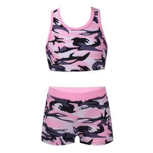 Women's Floral Print <b>Tankini</b> Set Scoop Neck Crop Top With Shorts Spandex Polyester Stretch Swimwear - Product Image 2