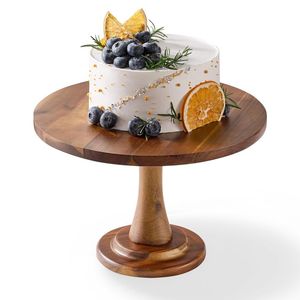 Hand crafted Round Wood Cake Stand Handmade Pedestal Dessert Display <b>for</b> Wedding Birthday Party <b>Table</b> <b>for</b> hotel - Product Image 1