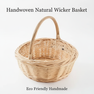 Cesta de mimbre natural de lujo tejida a mano con asa, cesta grande de ratán para pícnic, frutas, cosecha, regalo, mercado, almacenamiento y decoración - Product Image 1