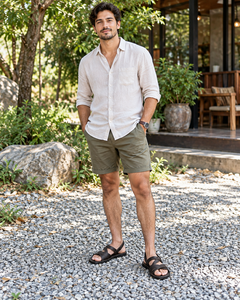 Chaussures d'été décontractées unisexes en cuir noir de qualité supérieure, respirantes, légères, à brides croisées, élégantes et confortables, vente en gros OEM - Product Image 2