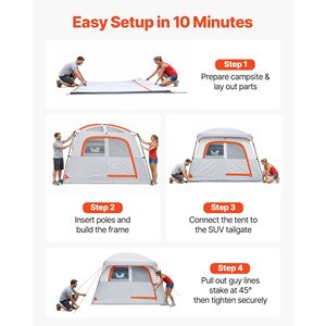 Tenda Grande per SUV per 6 Persone 3x2,7 m, Tenda Impermeabile per Portellone SUV 3 Stagioni con Porte Ventilate e Finestre a Rete PU2000mm D - Product Image 6