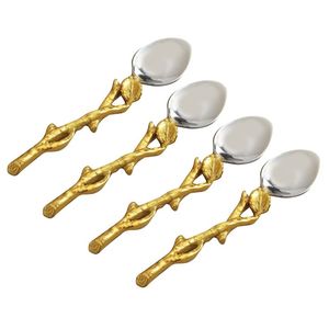 Cuillères à café Golden Branch Design avec finition miroir, compatibles lave-vaisselle, ensemble de couverts vintage pour mariage, vente chaude - Product Image 1