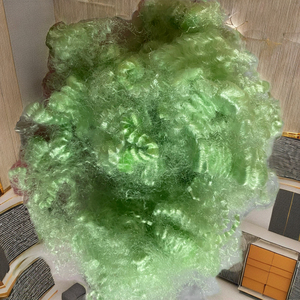 Green Hollow Staple Polyester Fiber Filling <b>Material</b> A Grade 15D Recycled for Toy <b>Sofa</b> Pillow - Product Image 1