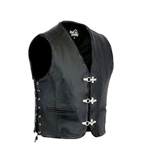 Chaleco de Motociclista de Cuero Reversible Negro para Hombre, Transpirable, sin Mangas, para Club, Otoño, Tallas de la S a la 3XL - Product Image 1