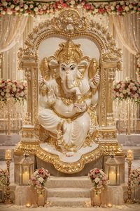 Estatua de Ganesha de madera en 3D para decoración de bodas hindúes, Ganesha tradicional para interiores y exteriores - Product Image 2