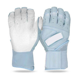 Customizable Color Logo High Quality Padded Wrist Support Unisex Long Cuff Sheepskin Leather <b>Baseball</b> Softball Batting Gloves - Product Image 6