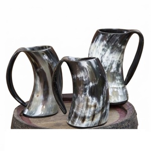Chope à bière médiévale artisanale en corne de buffle polie, écologique, vente en gros - Product Image 4