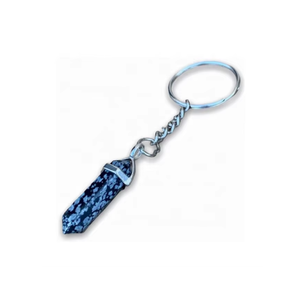 High Quality Crystal Keychain Stone Snowflake Obsidian Crystal Pencil <b>key</b> chain natural Stone bead Healing <b>Key</b> Holder Gift Women - Product Image 4