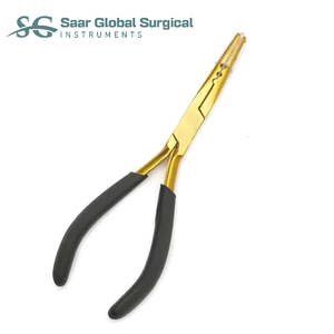 Pinzas Profesionales Multifuncionales para Extensiones de Cabello SAAR GLOBAL SURGICAL, Recubrimiento Dorado, Mango Negro, Acero Inoxidable - Product Image 2