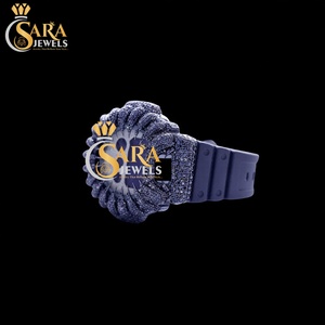 Elegant Half Iced <b>Red</b> Rubber Strap Moissanite Diamond Watch Luxury Antique Square Case Hip Hop Business New Arrival Analog 20mm - Product Image 2