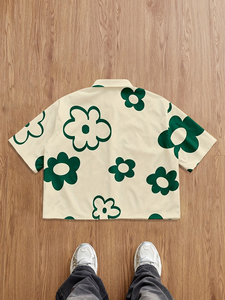 T-shirt court ample pour homme en coton épais, coupe oversize, avec logo personnalisé, style streetwear vintage, épaules tombantes, haut décontracté - Product Image 5