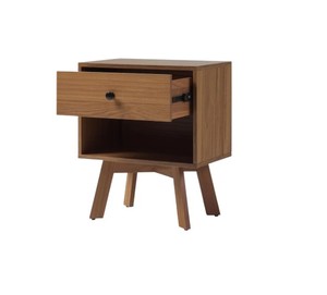 Mid Century Modern Wood Nightstand with Drawer and Open Shelf Retro <b>Bedside</b> Table Cabinet for Bedroom Living Room From Vietnam - Product Image 3