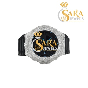 Reloj de pulsera de acero inoxidable para hombre, muy demandado, con correa de caucho y diamantes naturales incrustados, disponible para la venta desde India. - Product Image 1