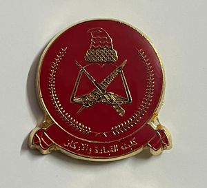 Badge rond personnalisé de luxe en alliage de zinc émaillé, emblème rouge et doré, logo, récompense, souvenir pour uniforme, cadeau - Product Image 1