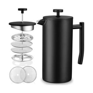 Cafetière à pression, 1 Litre/8 <span class=keywords><strong>tasses</strong></span>, pressoir à café isolé à Double paroi et théière avec acier inoxydable de qualité 304 - Product Image 1