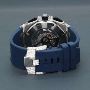 Reloj de Cuarzo de Lujo de Alta Gama con Moissanita VVS, Gema de Color D, Cristal de Zafiro Cuadrado, Estilo Deportivo Hip Hop, Correa de Acero Inoxidable, Iced - Product Image 2