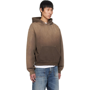 Conception spéciale, largement utilisée, 100% coton, molleton tricoté uni, écologique, coupe-vent, sweat à capuche oversize pour homme, automne, noir - Product Image 3