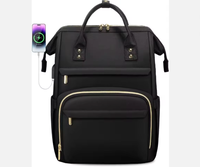 Sac à dos professionnel unisexe pour ordinateur portable avec fermeture éclair et fermoir en nylon, sacoche pour ordinateur pour le collège, le travail, les voyages avec port USB