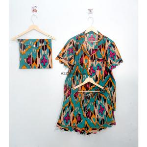 Conjunto de Pijama de Mujer 100% Algodón Puro, Clásico, de Manga Corta, Cuello en V, con Cordón Ajustable, Suave, de Secado Rápido y Transpirable - Product Image 1