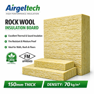 Panneau de laine de roche 70 kg/m³ 150 mm - Conductivité thermique 0,036 W/mK, classe de résistance au feu A1, <span class=keywords><strong>isolation</strong></span> thermique et acoustique pour - Product Image 1