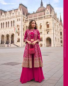 Premium Collection Georgette with Solid Plazzo-<b>Beads</b> Embroidered Long Shrug-Blouse Collection Indian Supplier At Wholesale Rate - Product Image 3