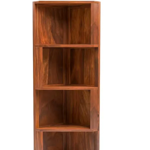 Mueble esquinero de madera maciza india con patas |   Estante para Libros Triangular que Ahorra Espacio |   Decoración Minimalista para el Hogar - Product Image 1