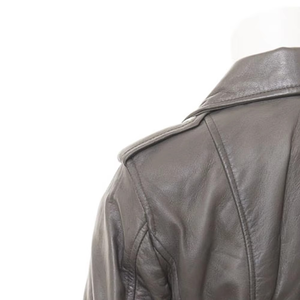 Chaqueta de Motociclista para Mujer, de Cuero Genuino, Impermeable, Gruesa, de Manga Larga, con Cuello Abierto, Cierre de Cremallera, Color Sólido, Estilo Biker, para Otoño - Product Image 6