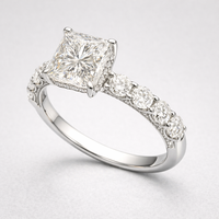 Bague en platine avec diamants de laboratoire de 5,00 carats taille princesse, certifiée IGI, pour femme, étincelante, de qualité supérieure, pour mariage ou anniversaire